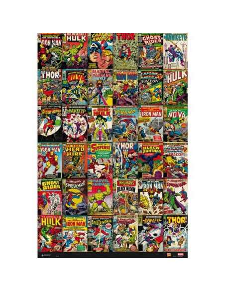 MARVEL. PÓSTER 34 PORTADAS CLÁSICAS CÓMICS 61 X 91,5 CM