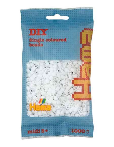 HAMA BEADS: BEADS MIDI 1000 COLOR 01 BLANCO
