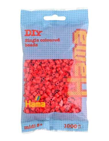 HAMA BEADS: BEADS MIDI 1000 COLOR 05 ROJO