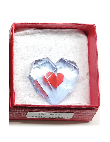 CORAZÓN VIDA EXTRA DE RESINA. 4 CM. HECHO A MANO