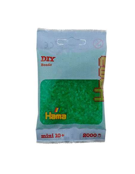 HAMA BEADS: BEADS MINI 2000 COLOR 16 VERDE TRANSLÚCIDO