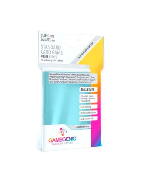 FUNDAS CARTAS. FUNDAS PARA CARTAS PRIME STANDARD CARD GAME (TRANSPARENTES) 66X91MM (50 un)
