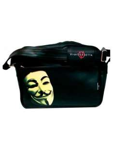 V DE VENDETTA. BOLSO BANDOLERA MÁSCARA Y LOGO