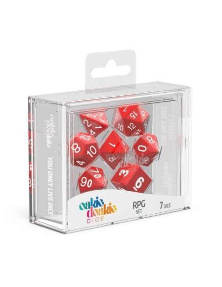 DADOS. SET 7 DADOS RPG SÓLIDOS COLOR ROJO (OAKIE DOAKIE)